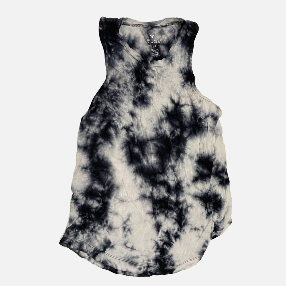 American eagle black and white tie die shirt